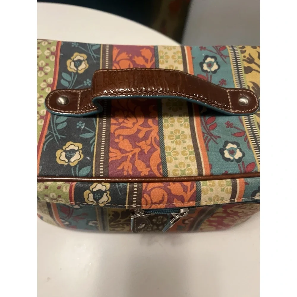 Fossil Floral Motif Makeup/Travel Bag Zip Multi-Compartment With Handle. Vintage